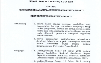 SK PERATURAN KEMAHASISWAAN UNIVERSITAS PANCA BHAKTI