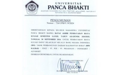 PERPANJANGAN PEMBAYARAN BIAYA KULIAH SEMESTER GANJIL TAHUN AKADEMIK 2024/2025